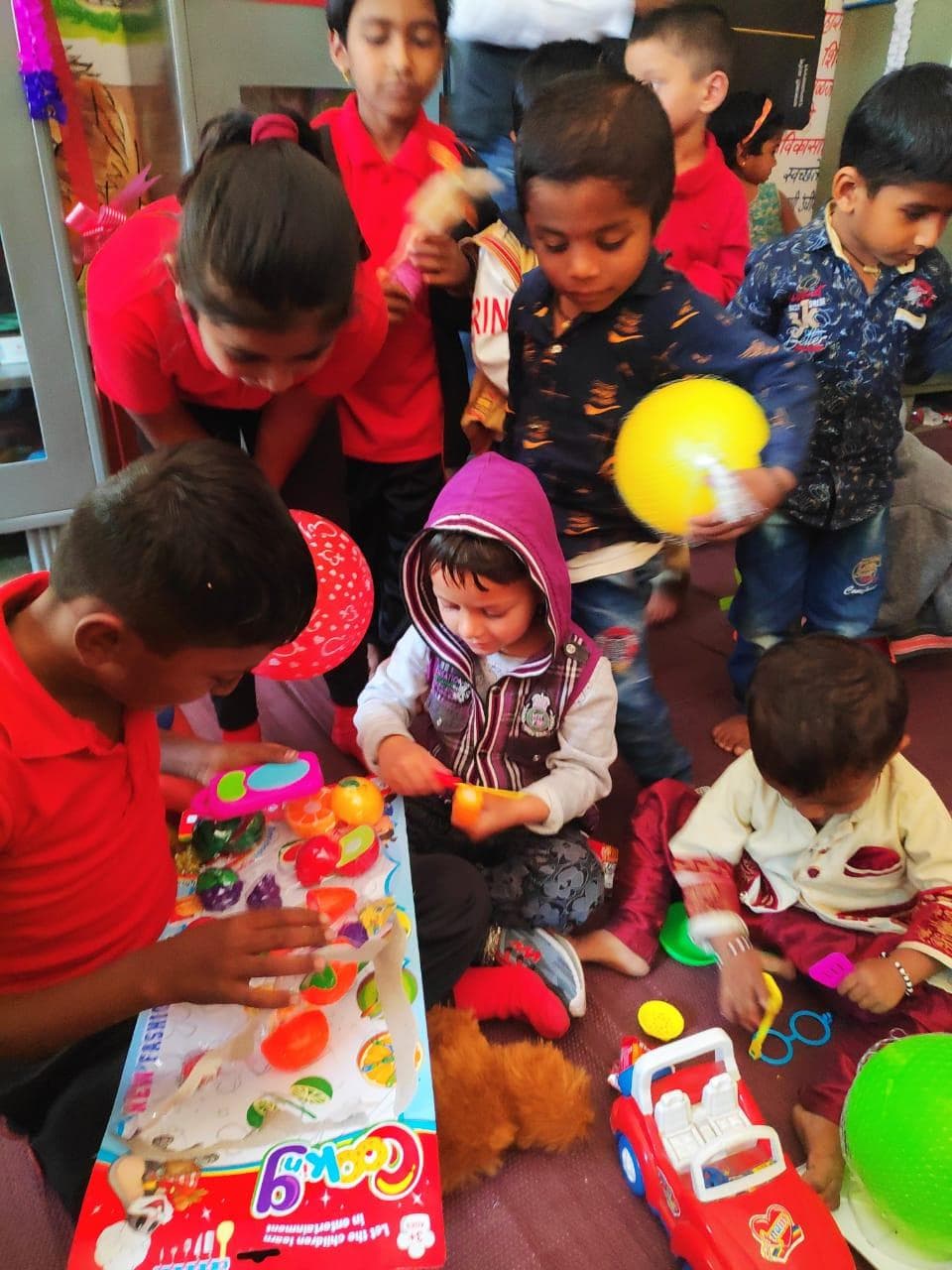 Children playing with educational toys